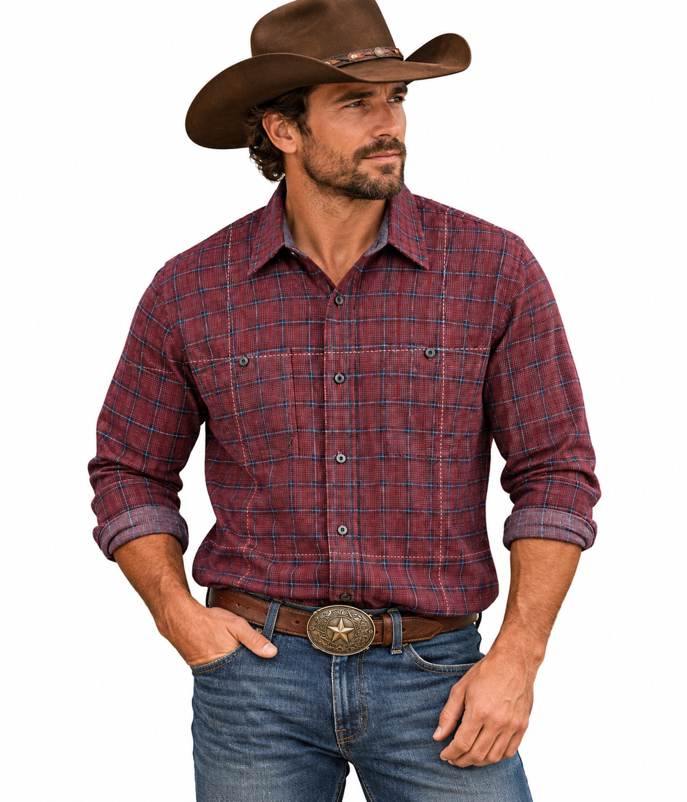 Wrangler Western Flannel Shirt 2XL Cowboy Ranchwear Red Plaid Vintage Style